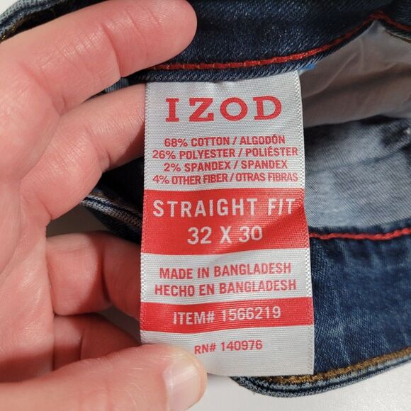 Izod Saltwater Jeans Men's 32x30 Comfort Stretch Denim Straight Leg Blue NWT - Picture 3 of 14